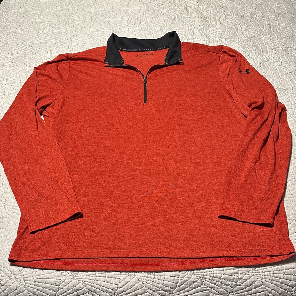Under Armour Burnt Orange Men’s Long-Sleeved Quarter Zip Shirt. EUC, Size 2X